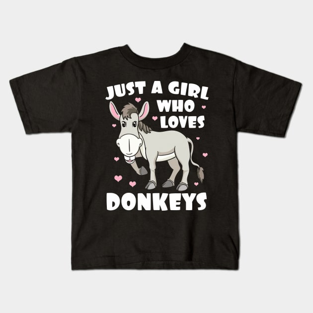 Farmer Girl Loves Donkey Kids T-Shirt by Tatjana  Horvatić